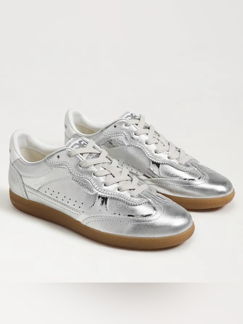 Sam Edelman Women's Kallen Silver Lace-Up Sneakers Size 9.5 $50 Like New